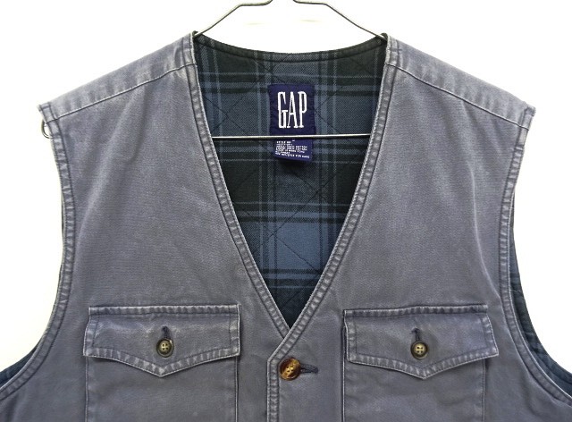 画像: 90'S GAP 旧タグ 裏地付き ダックベスト フェードネイビー (VINTAGE)