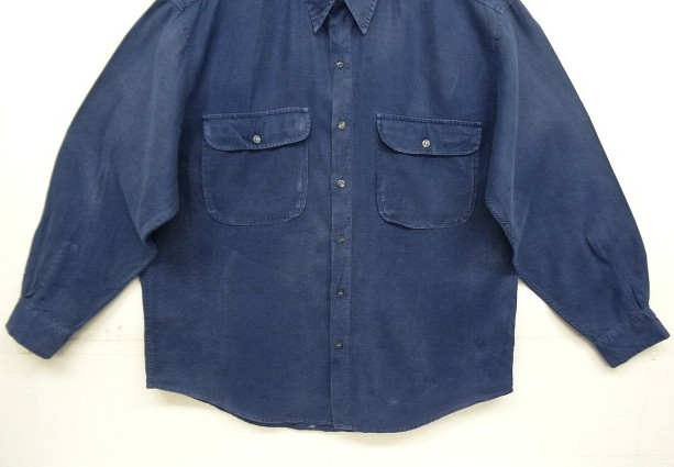 画像: 90'S GAP 旧タグ 長袖 リネンシャツ インディゴ (VINTAGE)