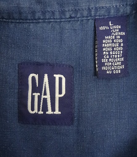 画像2: 90'S GAP 旧タグ 長袖 リネンシャツ インディゴ (VINTAGE)