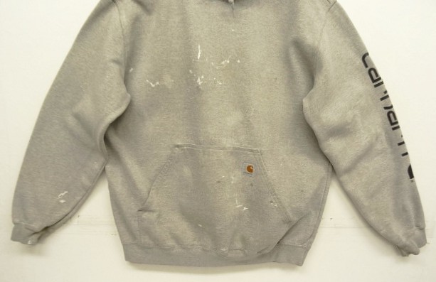 画像: CARHARTT 袖プリント スウェット パーカー ヘザーグレー (VINTAGE)