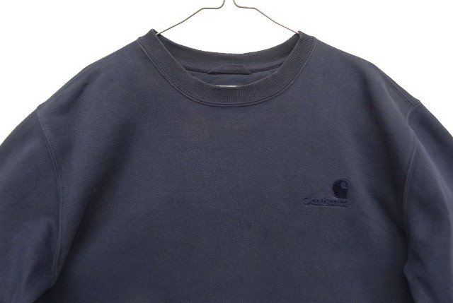 画像: CARHARTT 同色ロゴ ヘビーウエイト クルーネック スウェットシャツ ネイビー (VINTAGE)