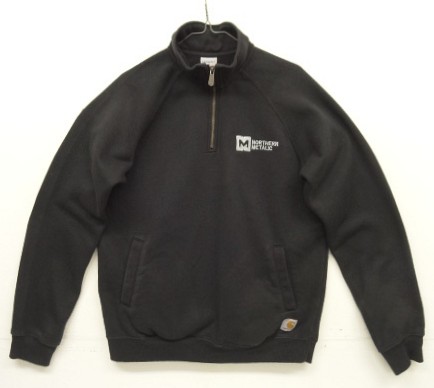 画像1: CARHARTT "NORTHERN METALIC" アメリカ企業物 ハーフジップ スウェットシャツ ブラック (VINTAGE)