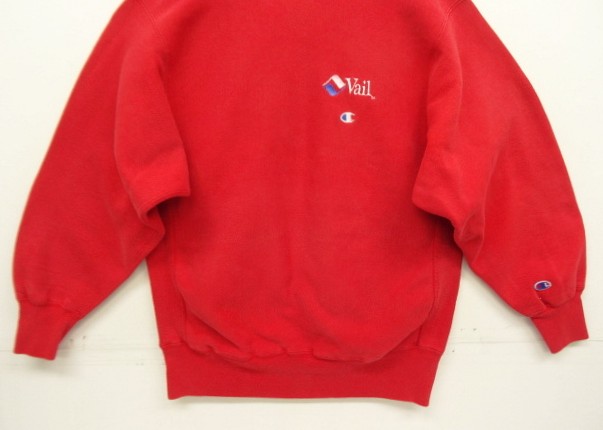 画像: 90'S CHAMPION "VAIL" 刺繍タグ リバースウィーブ レッド USA製 (VINTAGE)