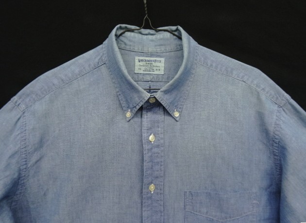 画像: 80'S ABERCROMBIE & FITCH コットン100% シャンブレー BDシャツ ブルー (VINTAGE)