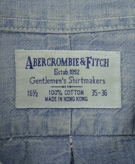 画像2: 80'S ABERCROMBIE & FITCH コットン100% シャンブレー BDシャツ ブルー (VINTAGE)