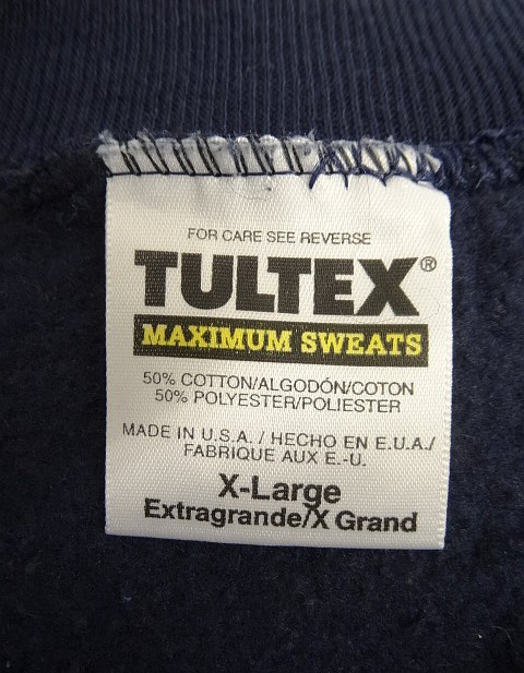 画像2: 90'S TULTEX ラグランスリーブ クルーネック スウェットシャツ ネイビー USA製 (VINTAGE)