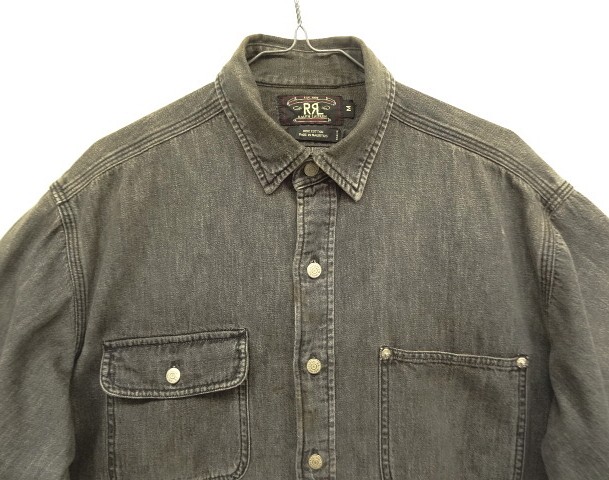 画像: 90'S RRL 初期 三ツ星タグ メタルボタン デニム ワークシャツ ブラック (VINTAGE)