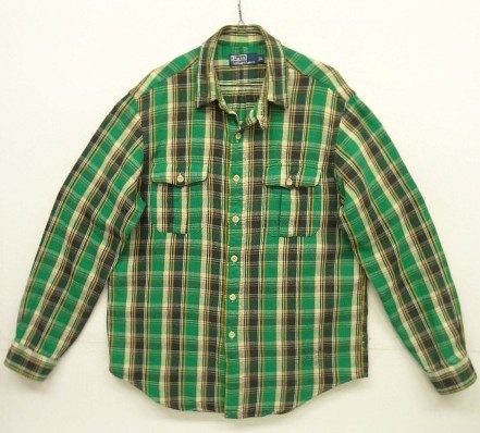 画像1: 90'S RALPH LAUREN チンスト付き 長袖 フランネルシャツ チェック柄 (VINTAGE)