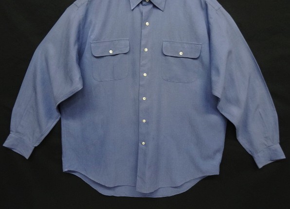 画像: 90'S RALPH LAUREN "BENFORD" シルク/コットン 長袖シャツ ブルー (VINTAGE)