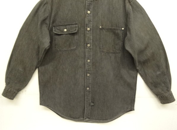 画像: 90'S RRL 初期 三ツ星タグ メタルボタン デニム ワークシャツ ブラック (VINTAGE)