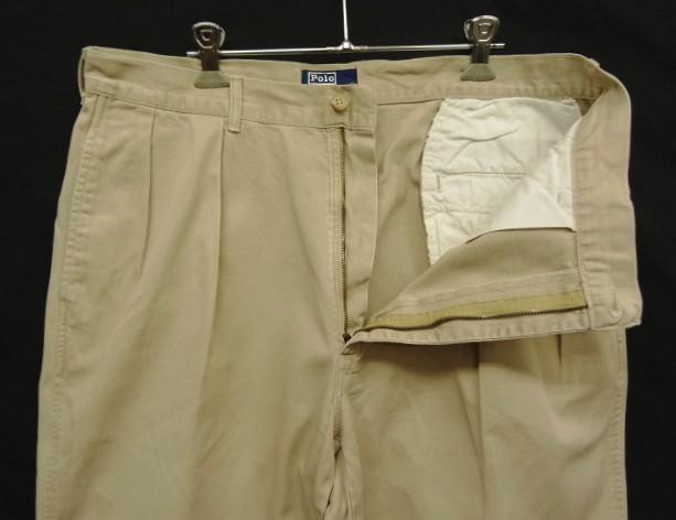 画像: 90'S RALPH LAUREN "ボックスロゴ" ツープリーツ チノパンツ ベージュ USA製 (VINTAGE)