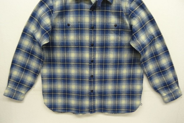 画像: RALPH LAUREN "POLO COUNTRY" チンスト＆マチ付き 長袖 ワークシャツ オンブレチェック (USED)