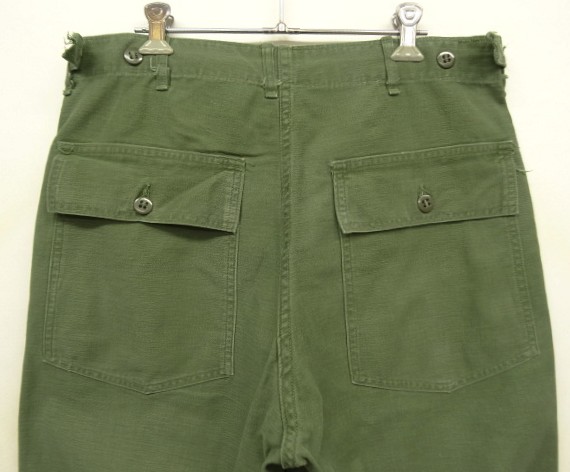 画像: 60'S アメリカ軍 US ARMY "OG107" 初期モデル コットンサテン 平ボタン ベイカーパンツ M (VINTAGE)