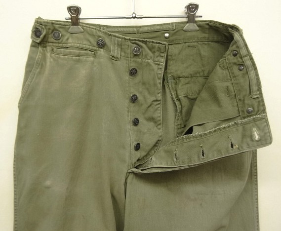 画像: 40'S アメリカ軍 US ARMY M-43 前期モデル 13スターボタン フィールドパンツ スレーキHBT ミリタリーグリーン (VINTAGE)