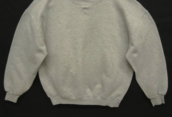 画像: 90'S RUSSELL ATHLETIC 前Vガゼット付き クルーネック スウェットシャツ ヘザーグレー USA製 (VINTAGE)