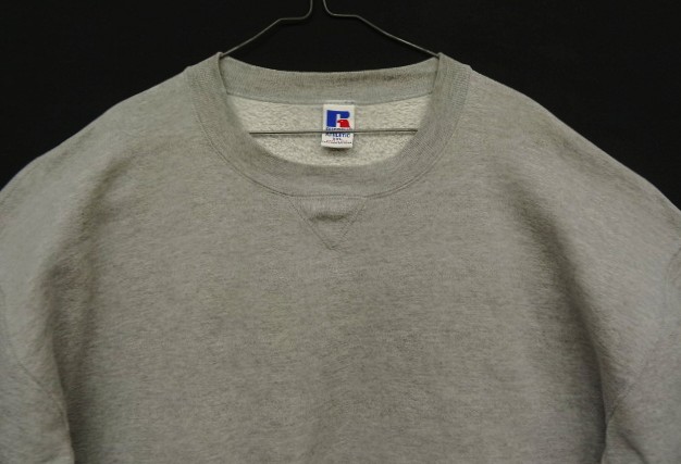 画像: 90'S RUSSELL ATHLETIC 前Vガゼット付き クルーネック スウェットシャツ ヘザーグレー USA製 (VINTAGE)