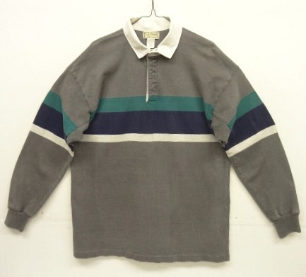 画像1: 80'S LL Bean 脇の下ガゼット付き ラガーシャツ USA製 (VINTAGE)