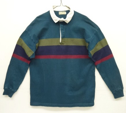 画像1: 80'S LL Bean 脇の下ガゼット付き ラガーシャツ USA製 (VINTAGE)