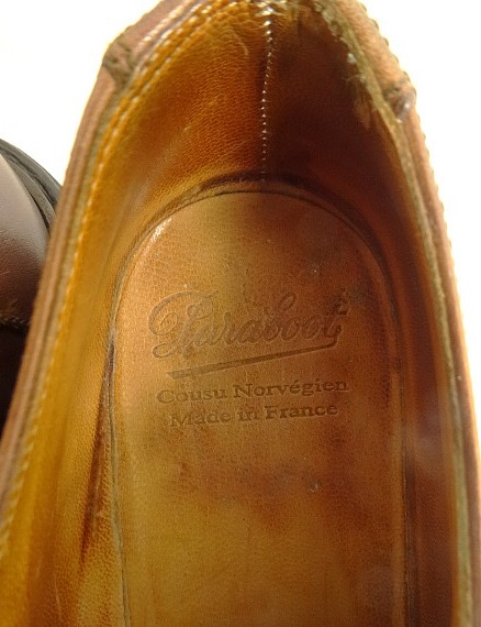 画像: PARABOOT "AVIGNON" レザー Uチップシューズ ブラウン フランス製 (USED)