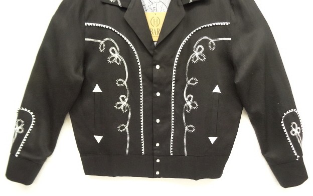 画像: H BAR C "BOLERO JACKET" ショート丈 ウエスタンジャケット ブラック/ホワイト刺繍 (NEW)