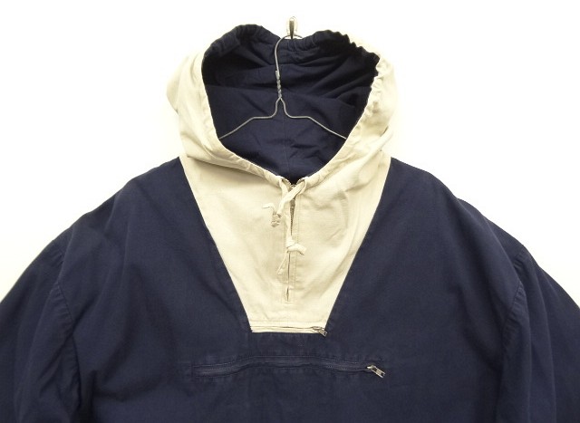画像: 90'S J.CREW 旧タグ コットン カラーブロック アノラックパーカー ホワイト/ネイビー (VINTAGE)