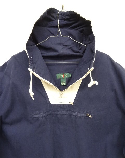 画像3: 90'S J.CREW 旧タグ コットン カラーブロック アノラックパーカー ホワイト/ネイビー (VINTAGE)