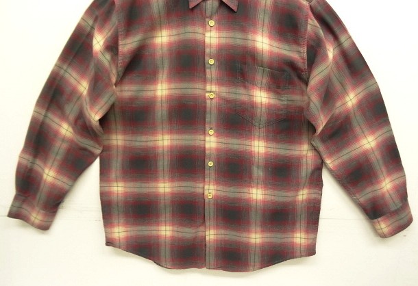 画像: 90'S J.CREW 旧タグ レーヨン混 長袖シャツ オンブレチェック ポルトガル製 (VINTAGE)