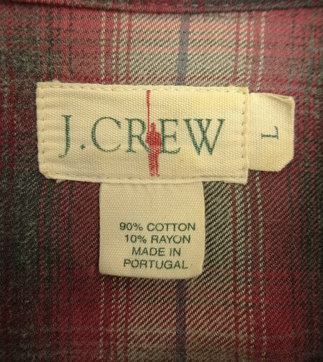 画像2: 90'S J.CREW 旧タグ レーヨン混 長袖シャツ オンブレチェック ポルトガル製 (VINTAGE)