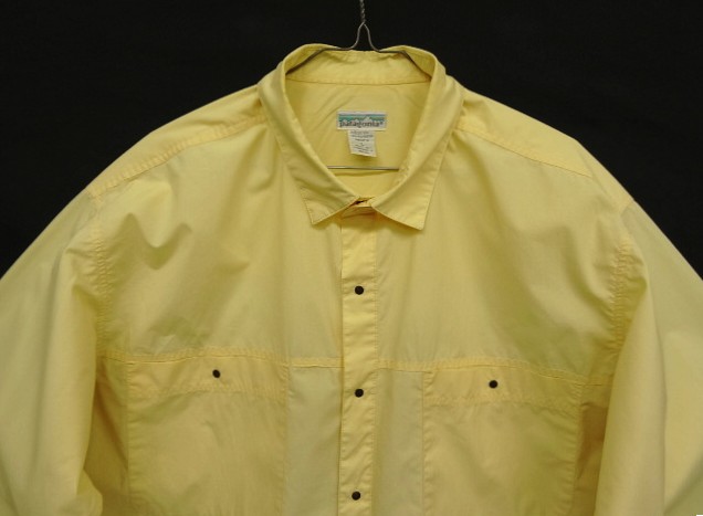 画像: 80'S PATAGONIA 旧タグ ドットスナップボタン 長袖シャツ ライトイエロー マカオ製 (VINTAGE)