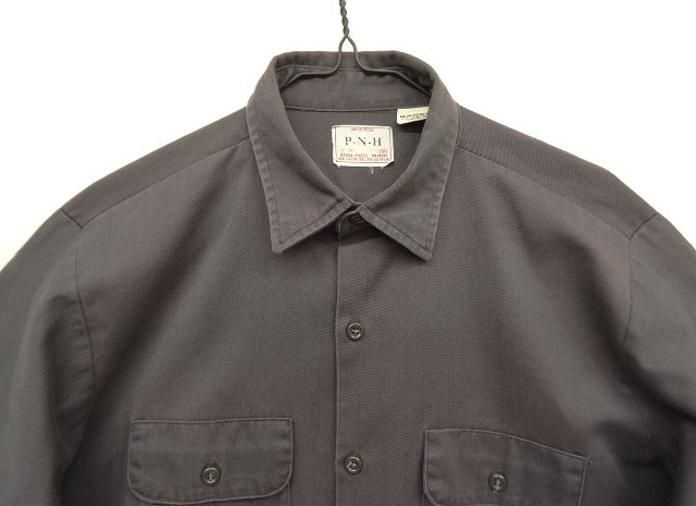 画像: 70'S P-N-H "KORATRON" 長袖 ワークシャツ チャコール USA製 (VINTAGE)