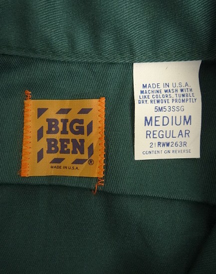 画像2: 70'S BIG BEN 長袖 ワークシャツ ダークグリーン USA製 (VINTAGE)