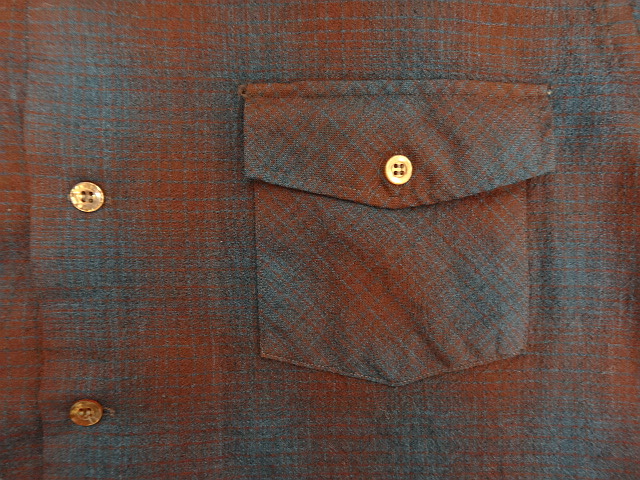 画像: 60'S PENNEY'S ウール オープンカラーシャツ オンブレチェック (VINTAGE)
