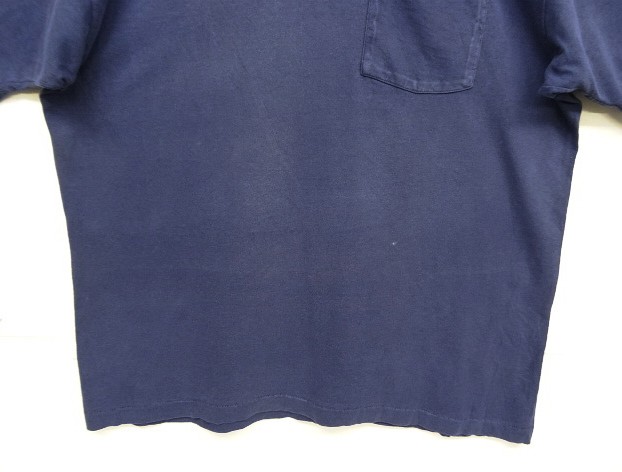 画像: 90'S MULLER'S コットン シングルステッチ ポケット付き 半袖 Tシャツ フェードネイビー USA製 (VINTAGE)