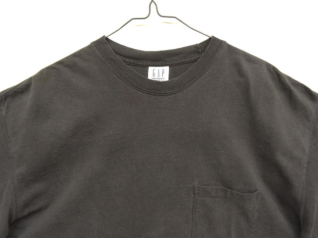 画像: 90'S GAP 旧タグ ヘビーウエイト ポケット付き ボックス Tシャツ フェードブラック (VINTAGE)