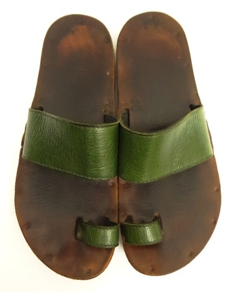 画像: JUTTA NEUMANN "HERMES" ビルケンソール レザーサンダル オリーブ USA製 (USED)