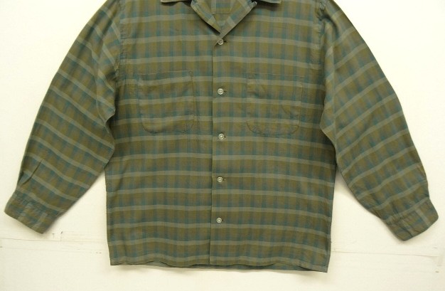 画像: 60'S DERBY コットン 長袖 オープンカラーシャツ チェック柄 (VINTAGE)