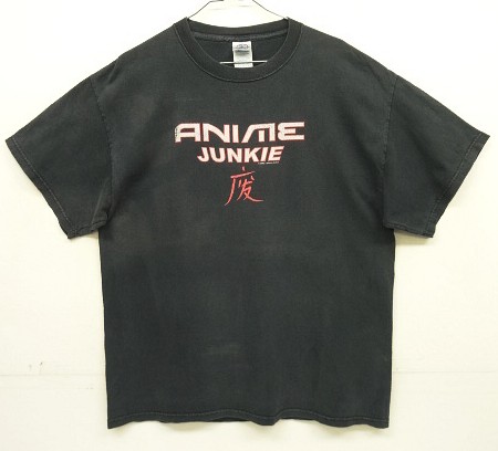 画像1: 00'S FASHION VICTIM "ANIME JUNKIE" 半袖 Tシャツ フェードブラック (VINTAGE)