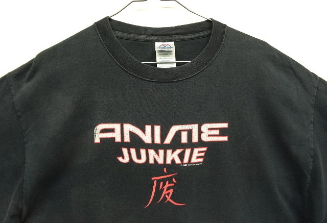 画像: 00'S FASHION VICTIM "ANIME JUNKIE" 半袖 Tシャツ フェードブラック (VINTAGE)