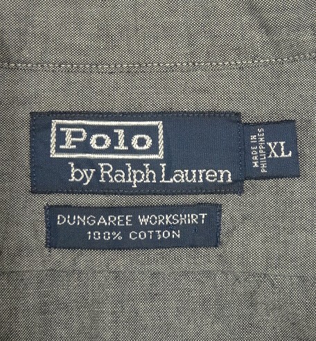 画像2: 90'S RALPH LAUREN "DUNGAREE WORKSHIRT" シャンブレー ワークシャツ ブラック (VINTAGE)