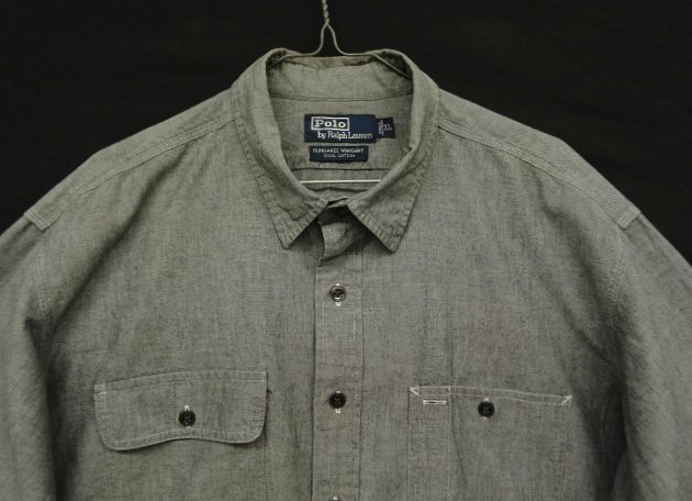 画像: 90'S RALPH LAUREN "DUNGAREE WORKSHIRT" シャンブレー ワークシャツ ブラック (VINTAGE)
