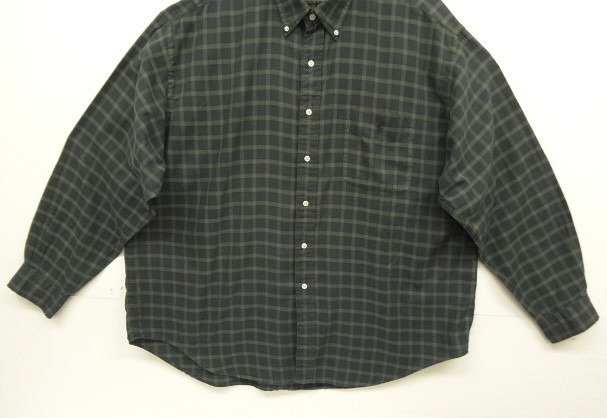 画像: 90'S RALPH LAUREN "BIG SHIRT" 同色ロゴ コットンビエラ 長袖 BDシャツ チェック柄 (VINTAGE)