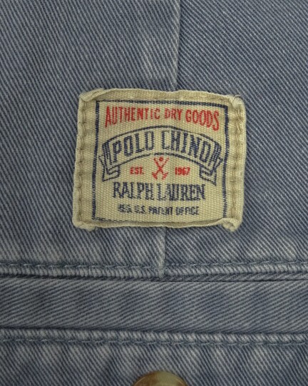 画像5: 90'S RALPH LAUREN "ボックスロゴ" ツープリーツ チノパンツ ブルー USA製 (VINTAGE)