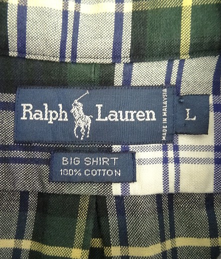 画像2: 90'S RALPH LAUREN "BIG SHIRT" オックスフォード 長袖 BDシャツ チェック柄 (VINTAGE)
