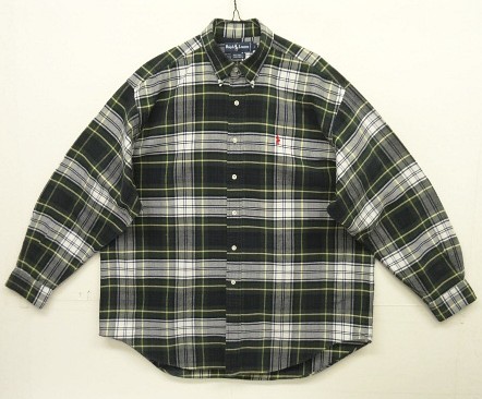 画像1: 90'S RALPH LAUREN "BIG SHIRT" オックスフォード 長袖 BDシャツ チェック柄 (VINTAGE)