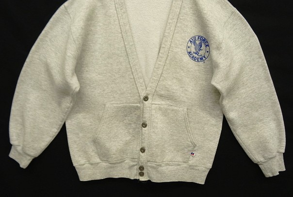 画像: 90'S RUSSELL ATHLETIC "AIR FORCE ACADEMY" スウェット カーディガン ヘザーグレー USA製 (VINTAGE)