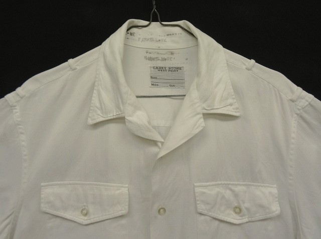 画像: 50'S アメリカ軍 USMA "CADET STORE WEST POINT" コットンツイル 半袖 オープンカラーシャツ ホワイト (VINTAGE)