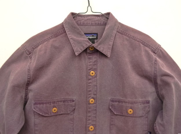 画像: 90'S PATAGONIA キャンバス 長袖 ワークシャツ グレープ マカオ製 (VINTAGE)