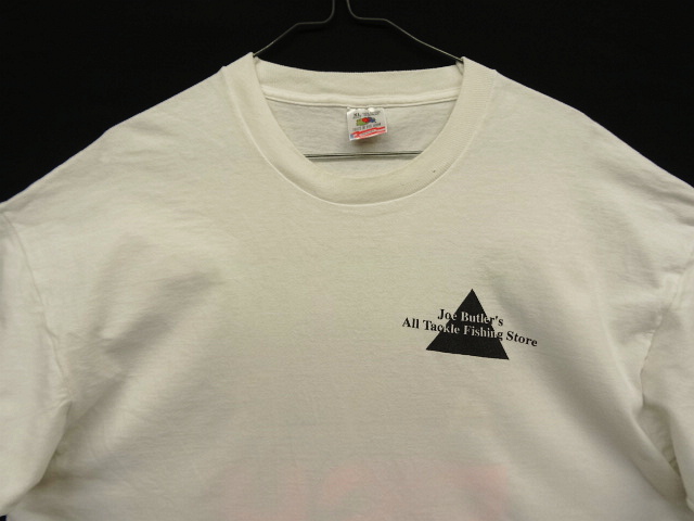 画像: 90'S JOE BUTLER'S ALL TACKLE FISHING STORE シングルステッチ 両面プリント 半袖 Tシャツ ホワイト USA製 (VINTAGE)