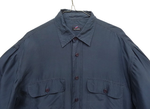 画像: DANIEL HECHTER フラップ付きポケット 長袖 シルクシャツ ネイビー (VINTAGE)