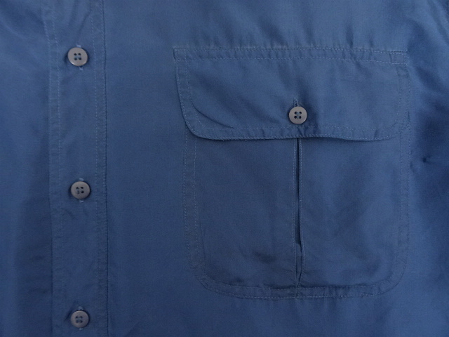 画像: FRATELLO フラップ付きポケット 長袖 シルクシャツ ダークブルー (VINTAGE)